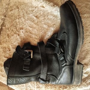 Leather combat boots